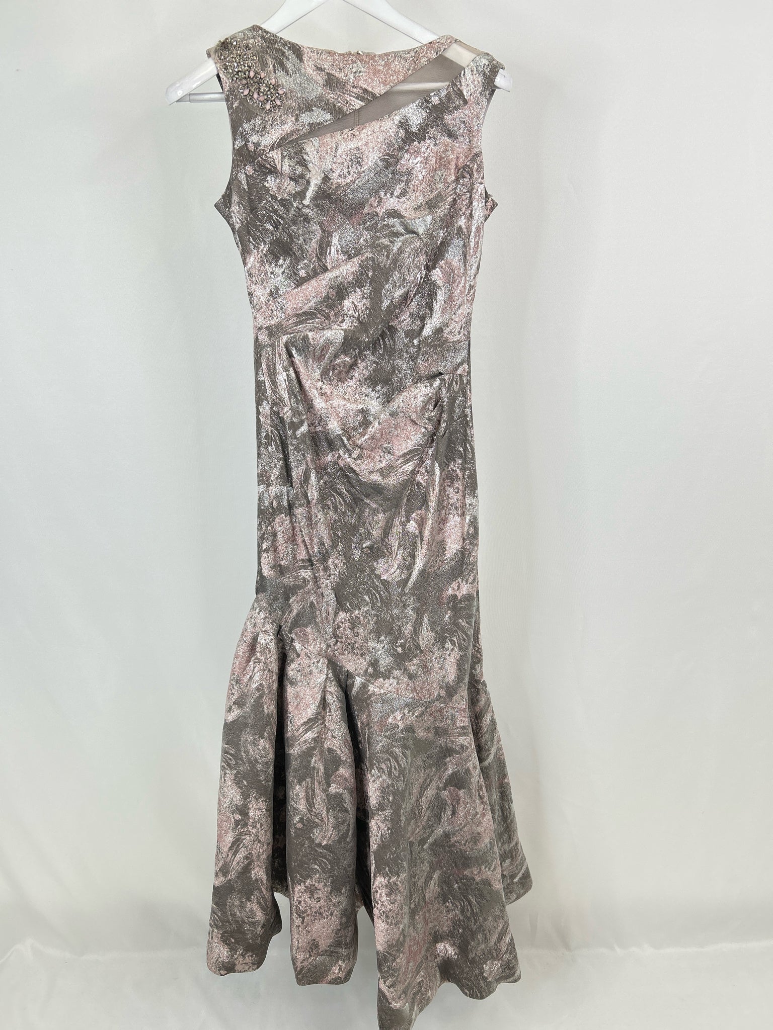RICKIE FREEMAN TERI JON Size 10 Pink & Grey Women Dress