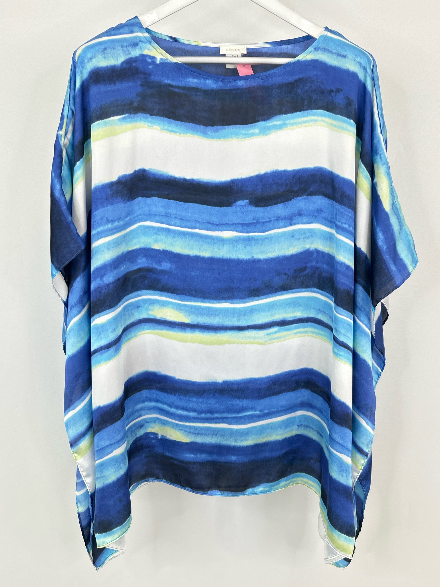 CHICO'S Size L/XL Blue Striped Women Blouse