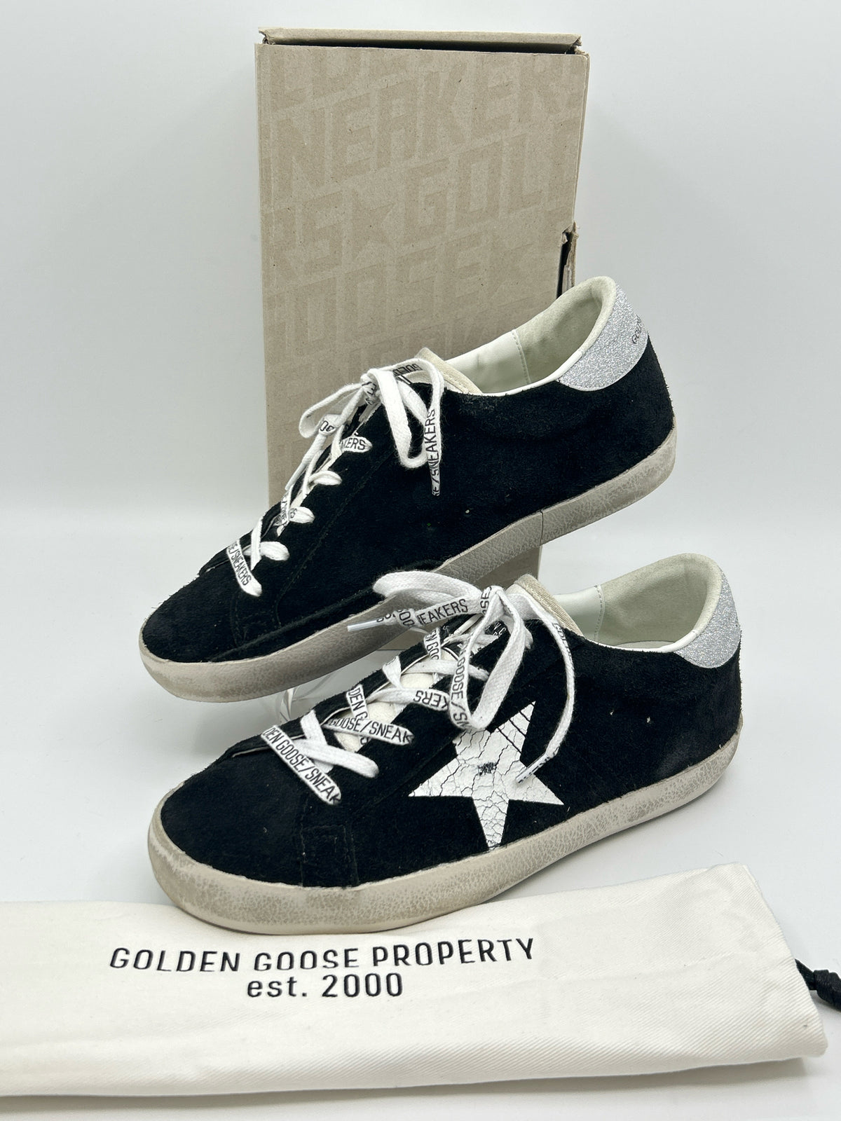 GOLDEN GOOSE Size 39/9 Black and White Women Sneakers