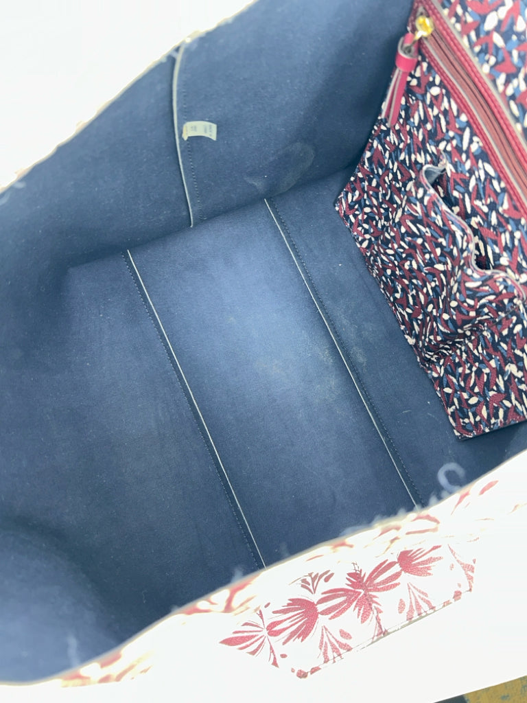 TORY BURCH Cream and Wine Women's Tote