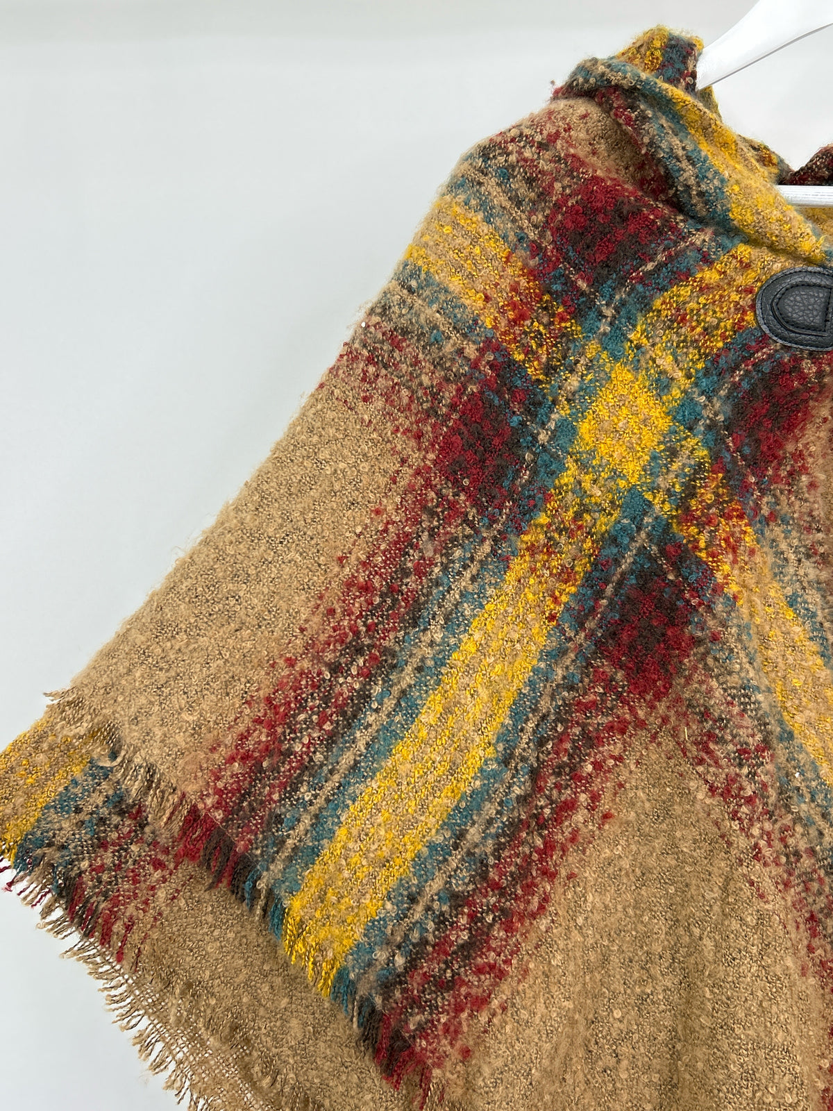 No Brand One Size Tan Plaid Women Poncho
