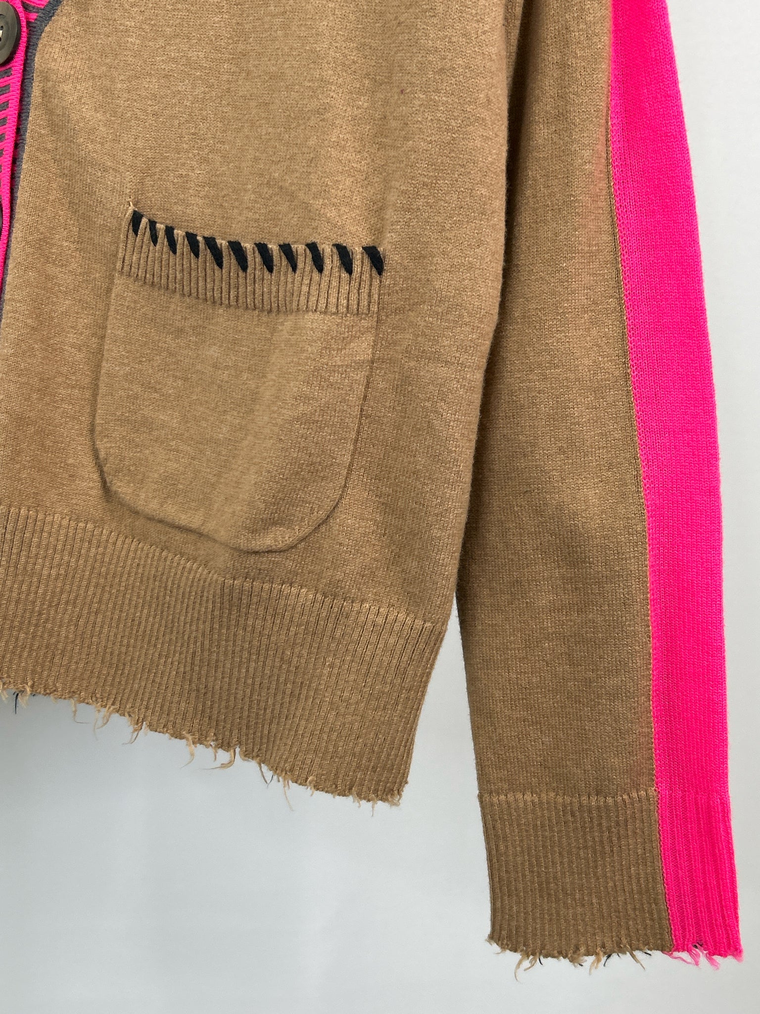 LISA TODD Size S Hot Pink and Beige Women Cardigan