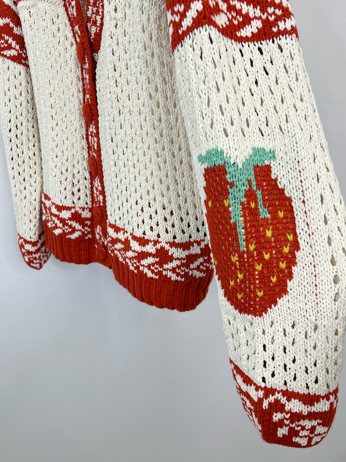 POL Size L WHITE AND RED Women Cardigan