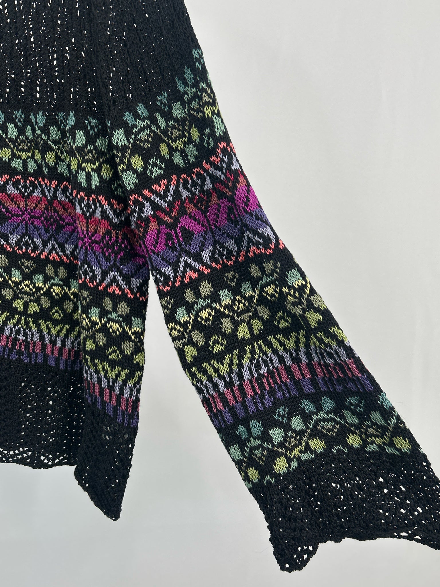 PERUVIAN CONNECTION Size XL Black Print Women Cardigan