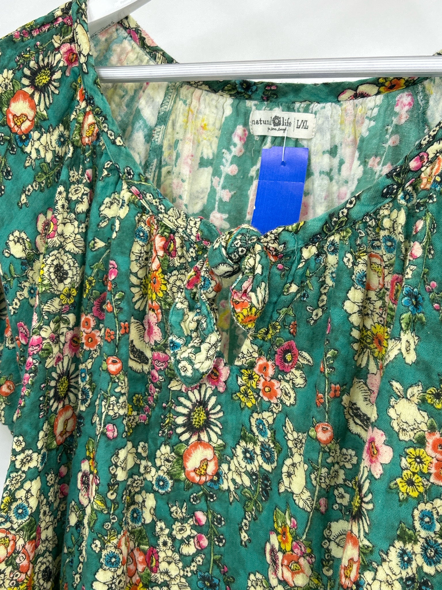 NATURAL LIFE Size L/XL Green Floral Women Dress
