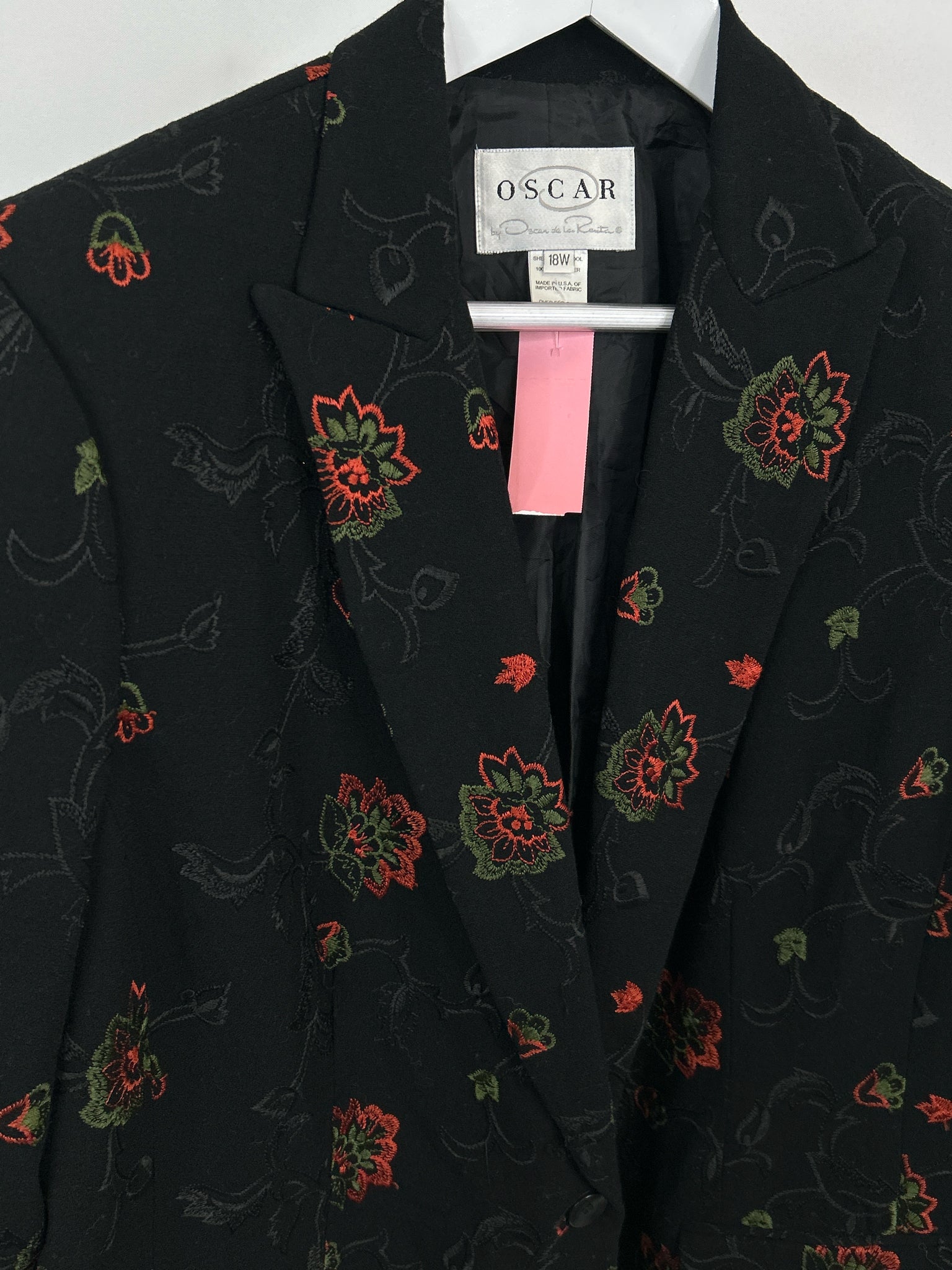 OSCAR DE LA RENTA Size 18W Black Floral Women Coat