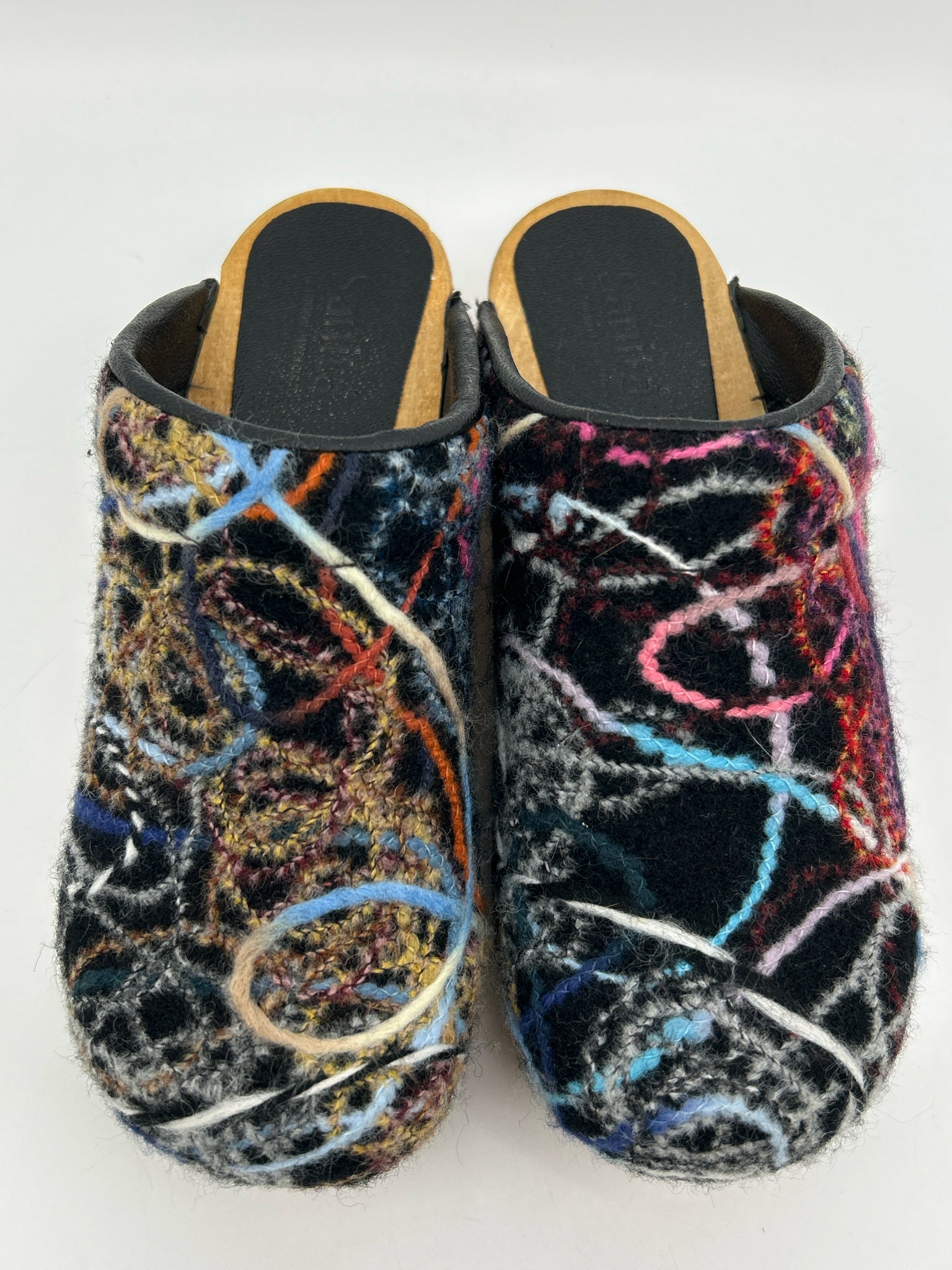 SANITA Size 37/7 Black Print Women Clogs