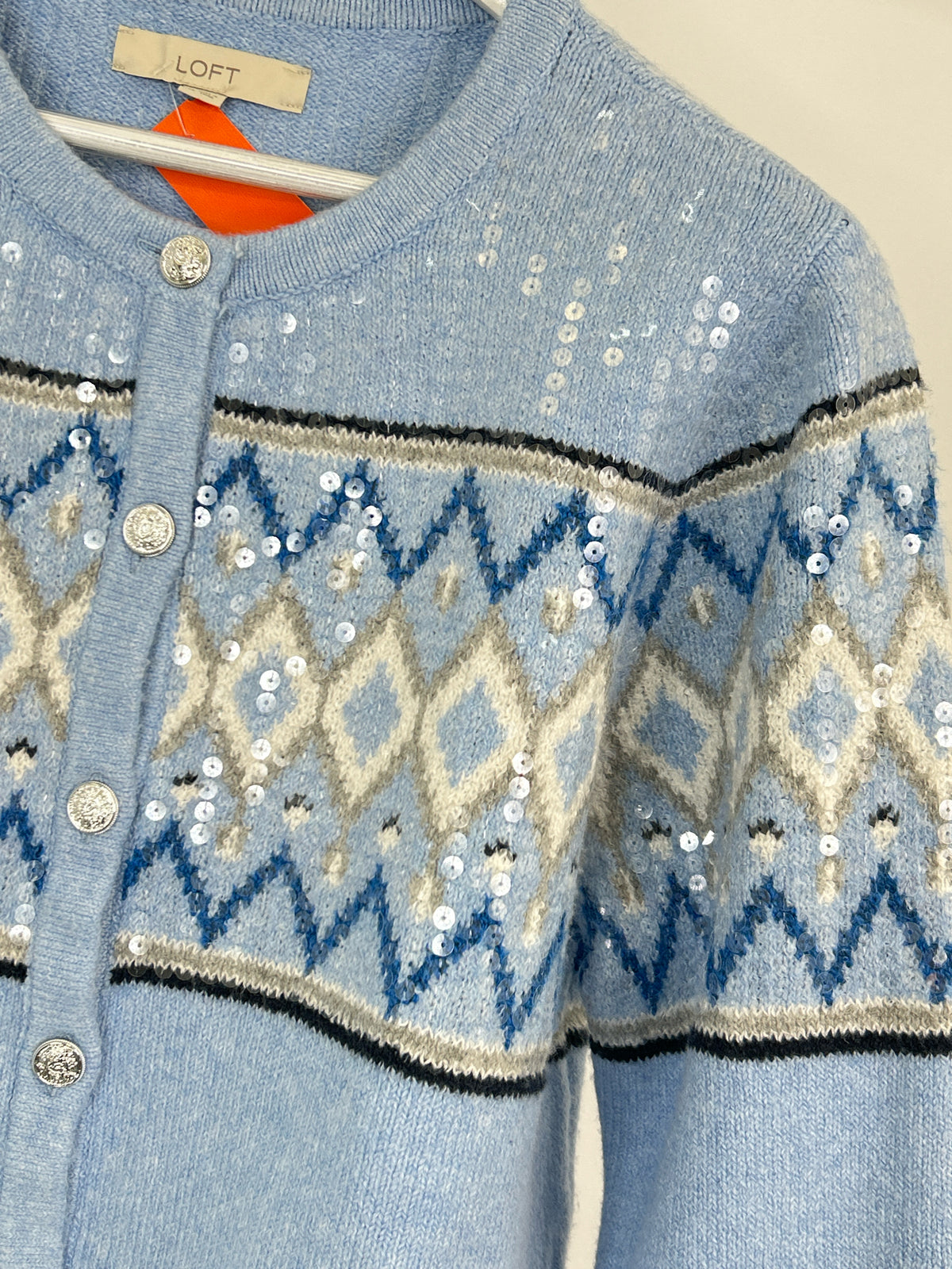 LOFT Size XL Blue Print Women Cardigan