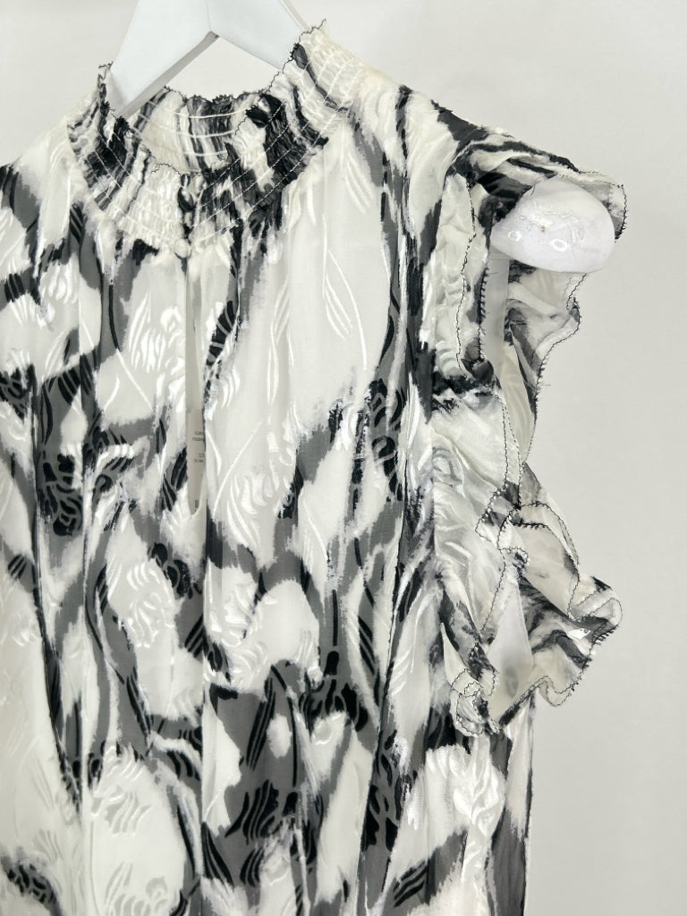 White House Black Market White Print Women's Top