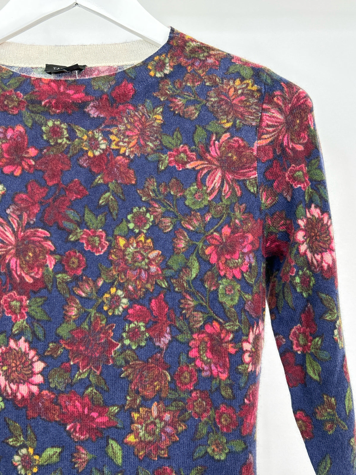 TALBOTS Size M NAVY FLORAL Women Sweater