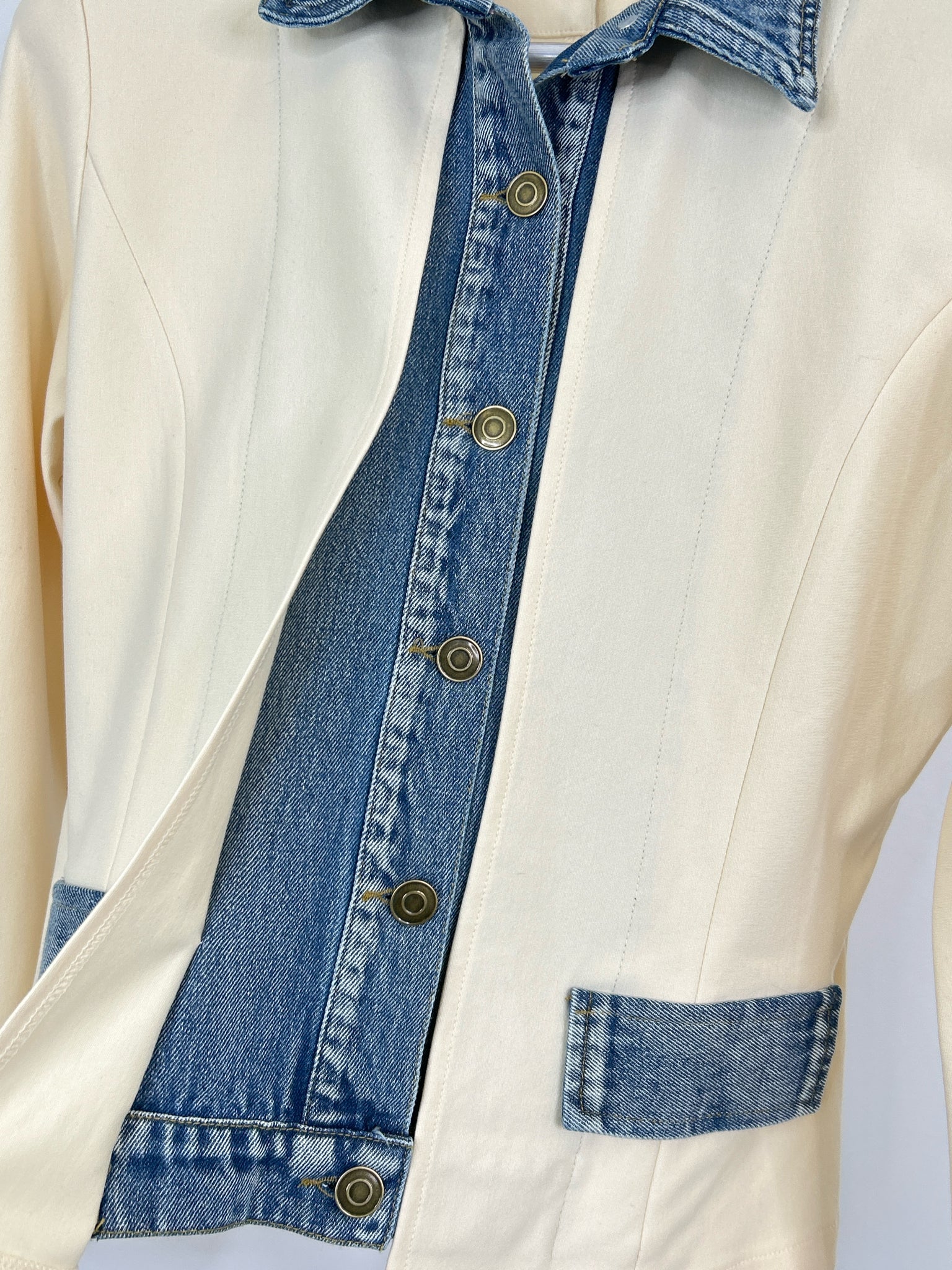 ABLE Size M Cream and Denim Women Jacket NWT