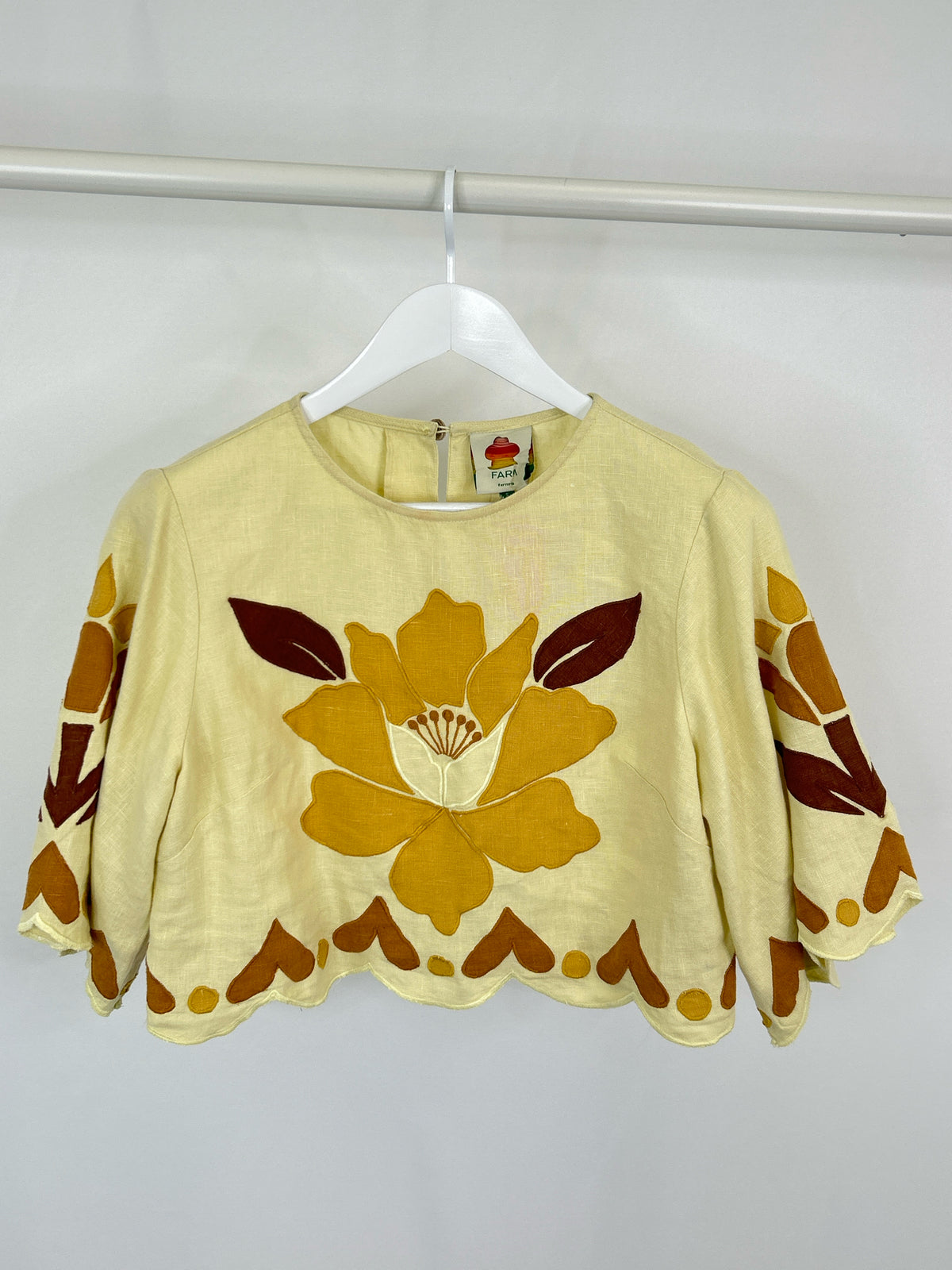 FARM RIO Size S Pale Yellow Women Top