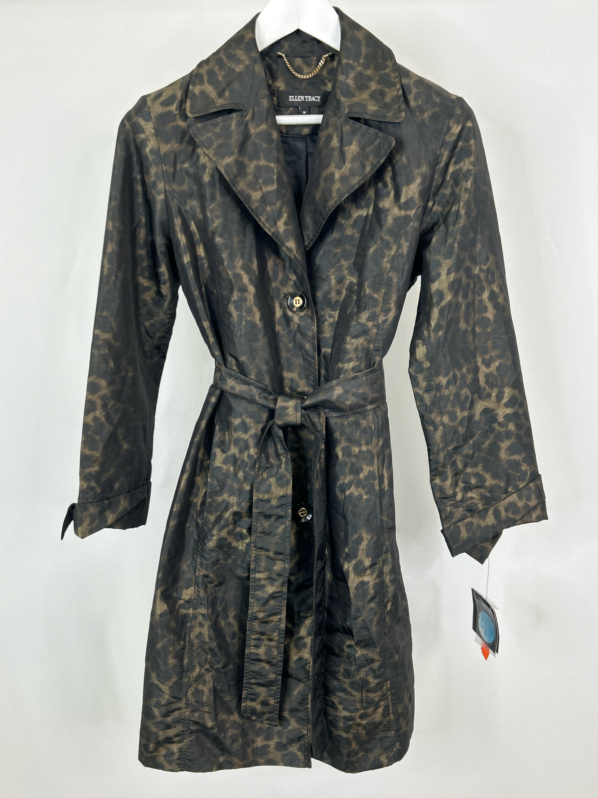 ELLEN TRACY Size M Bronze and Black Women Trench Coat NWT
