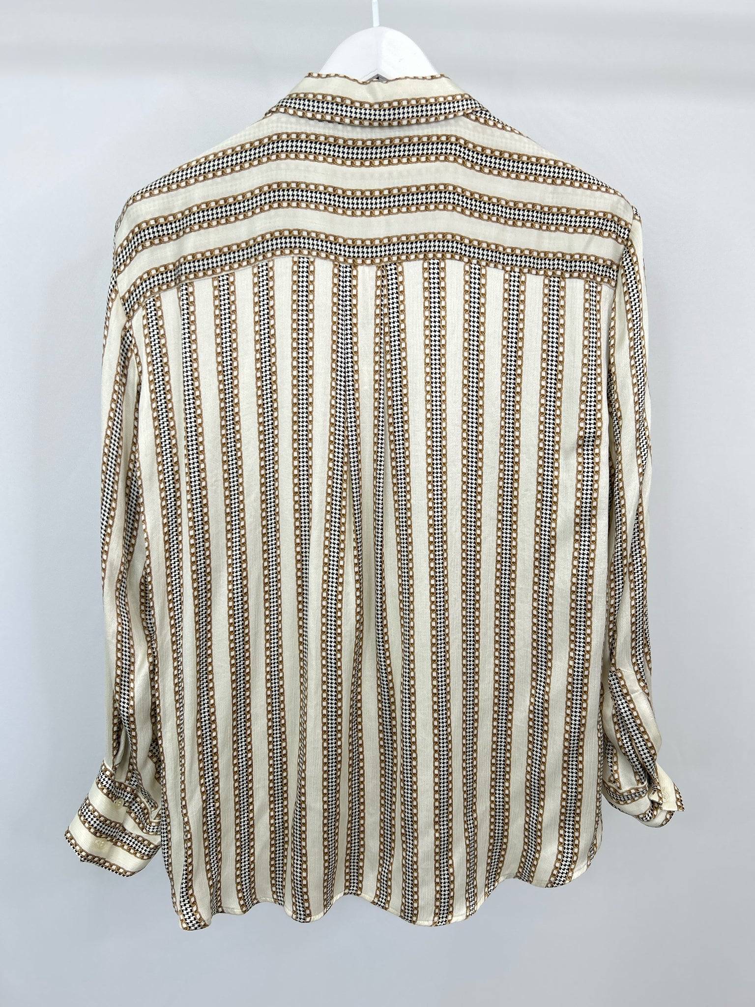 ZARA Size L Cream and tan Women Blouse