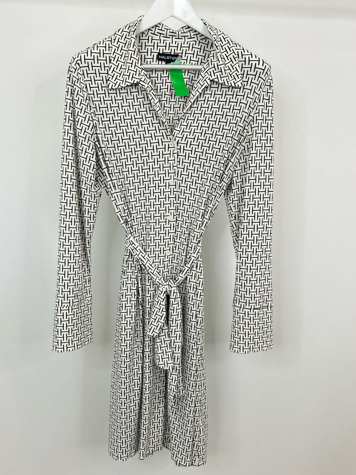 HALSTON Size L White & Black Women Dress
