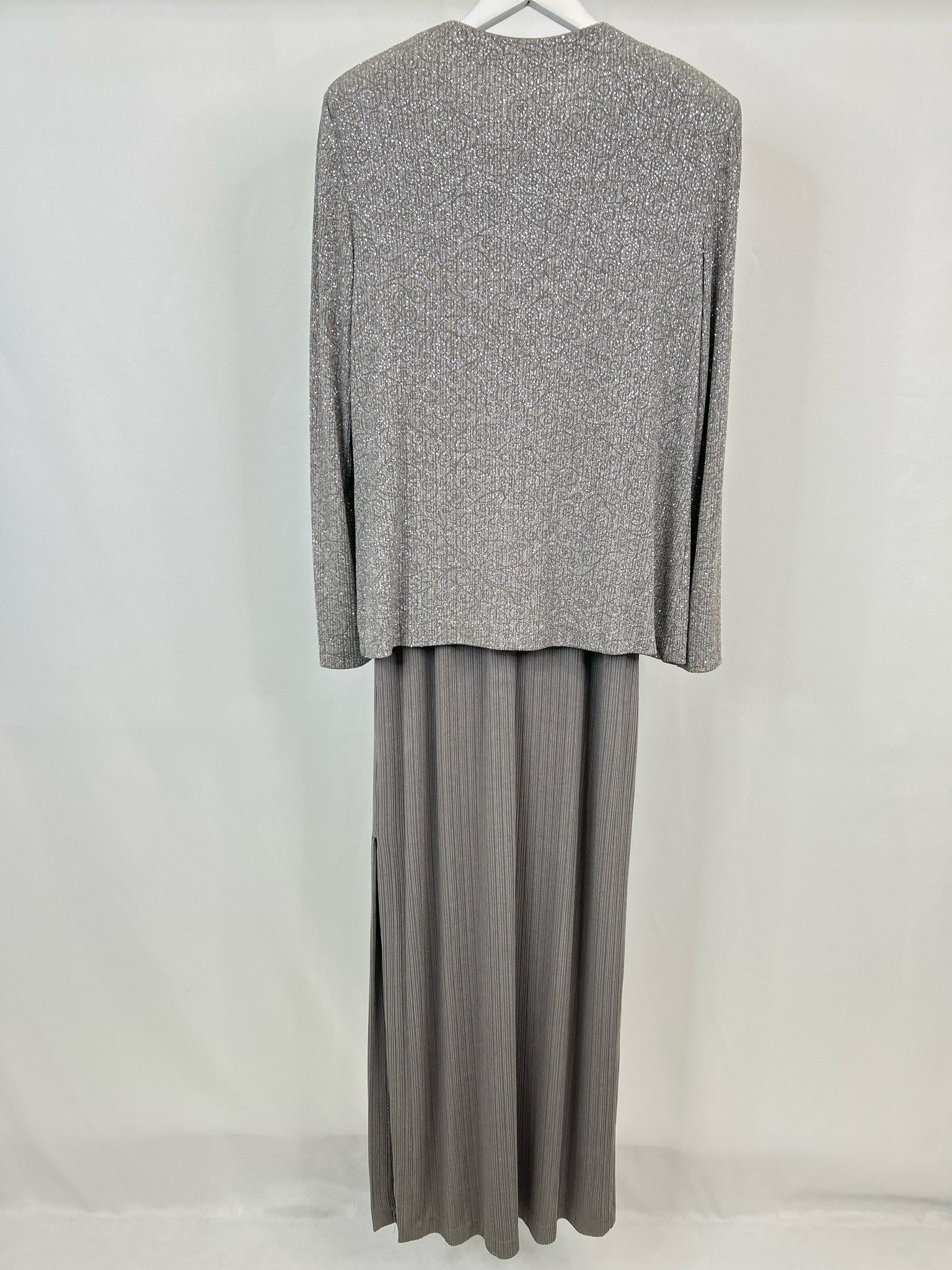 ALEX EVENINGS Size 14 Silver Women 2-Piece w/dress