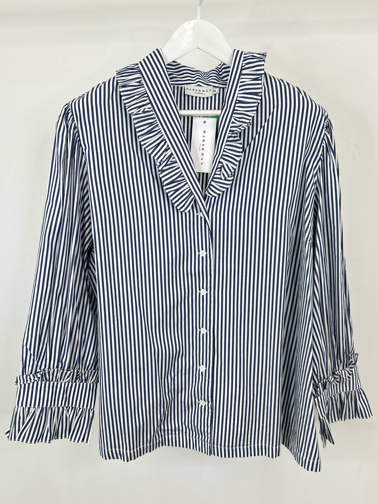 Harshman Size 3X WHITE AND BLUE Women Shirt