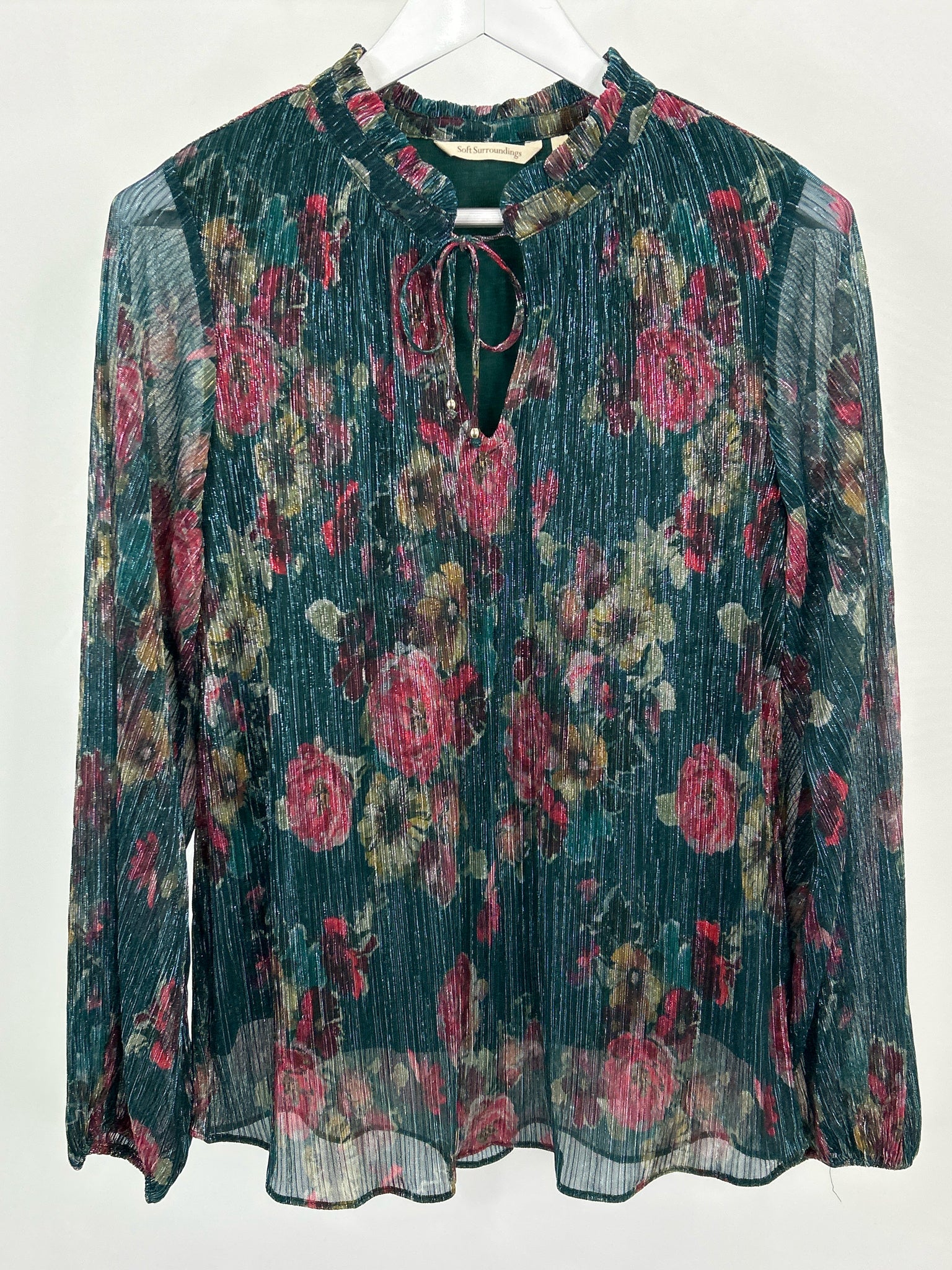 SOFT SURROUNDINGS Size M Teal Print Women Top NWT