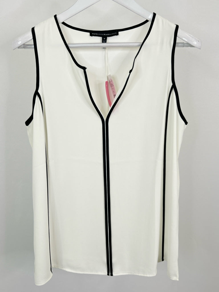 White House Black Market Size M Ivory and Black Women's Top NWT