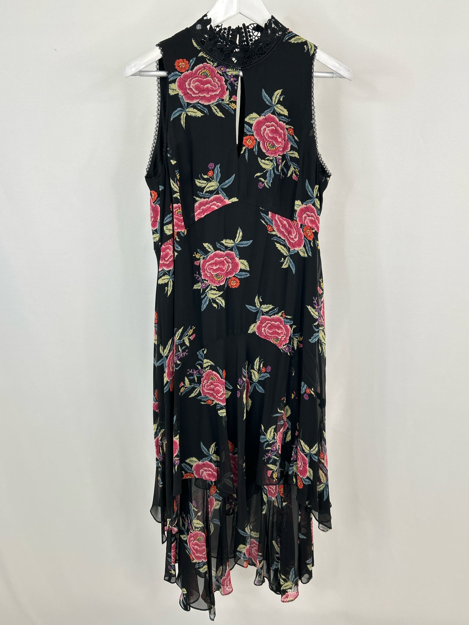 NANETTE LEPORE Size 12 Black Floral Women Dress