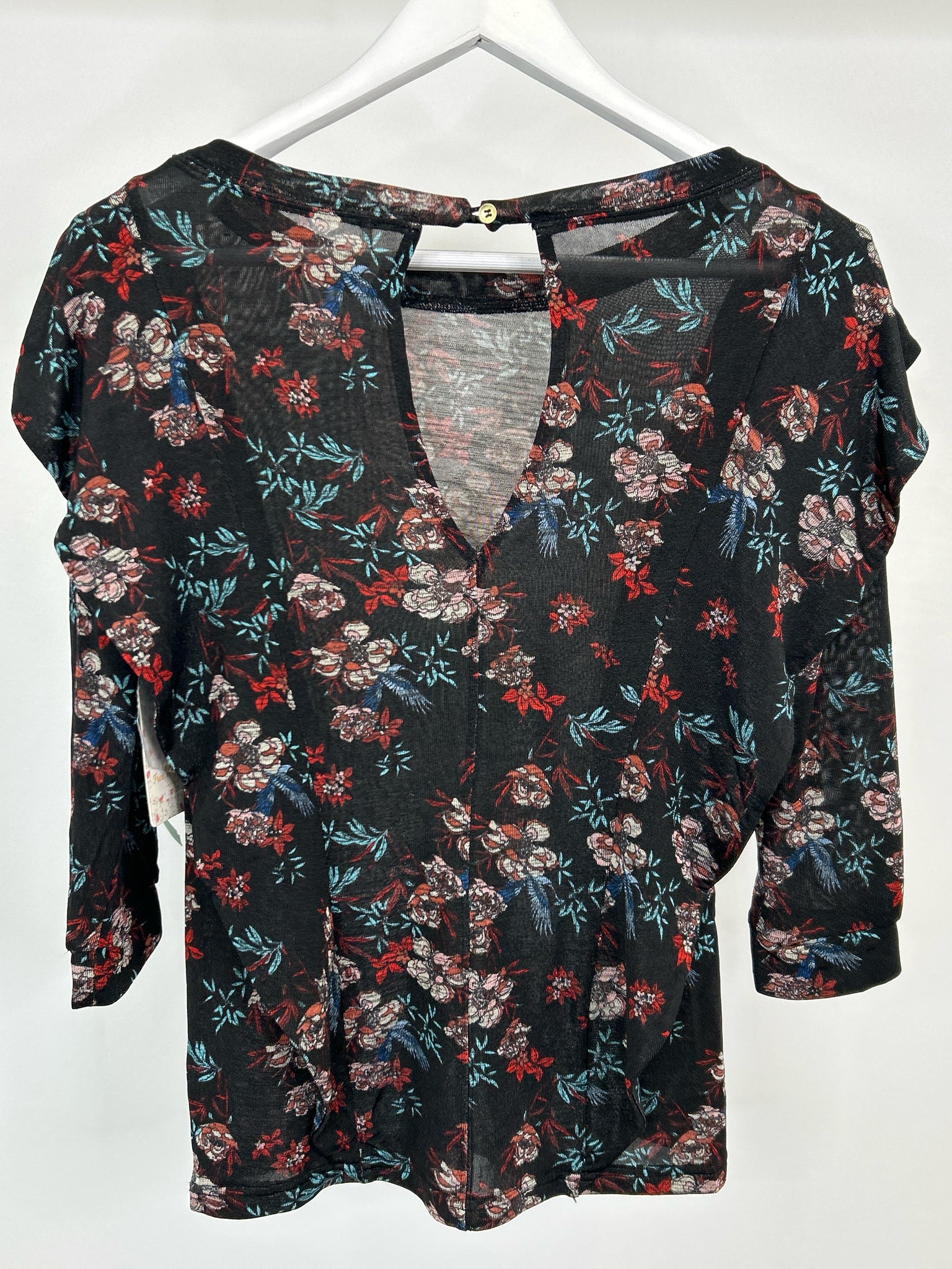 FREE PEOPLE Size XS Black Floral Women Top