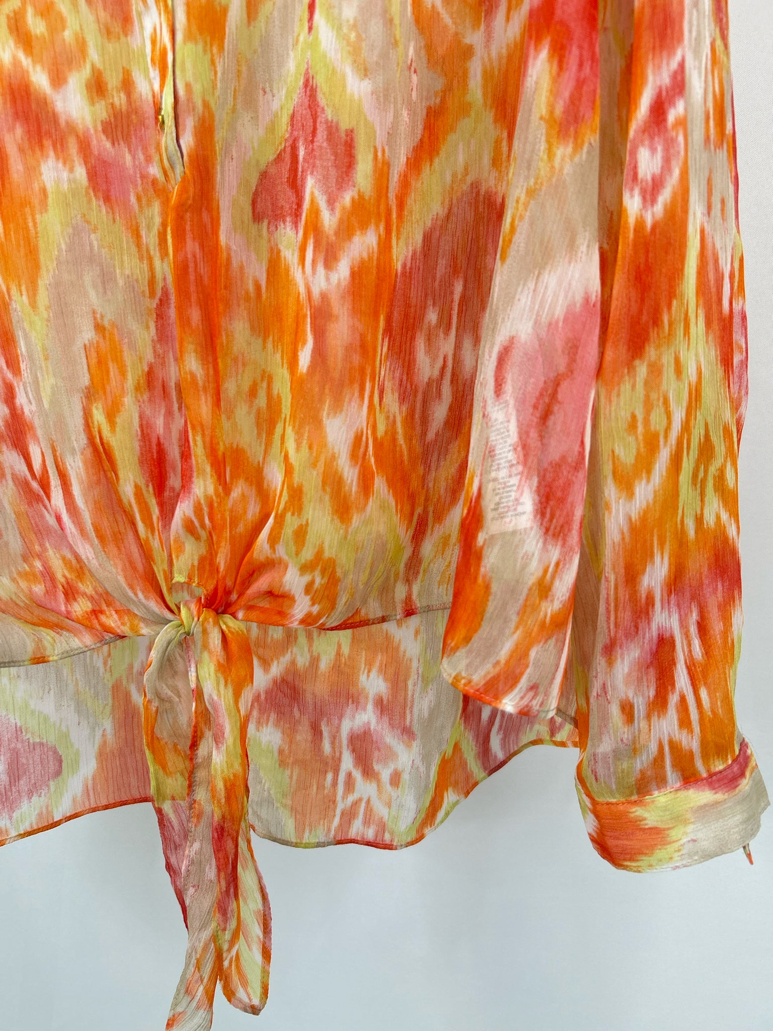 CHICO'S Size 20 Orange Print Women Blouse