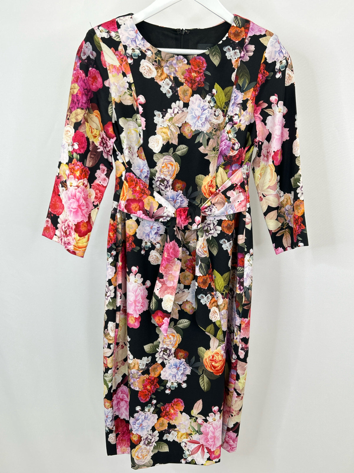 ADRIANNA PAPELL Size 8 Black Floral Women Dress