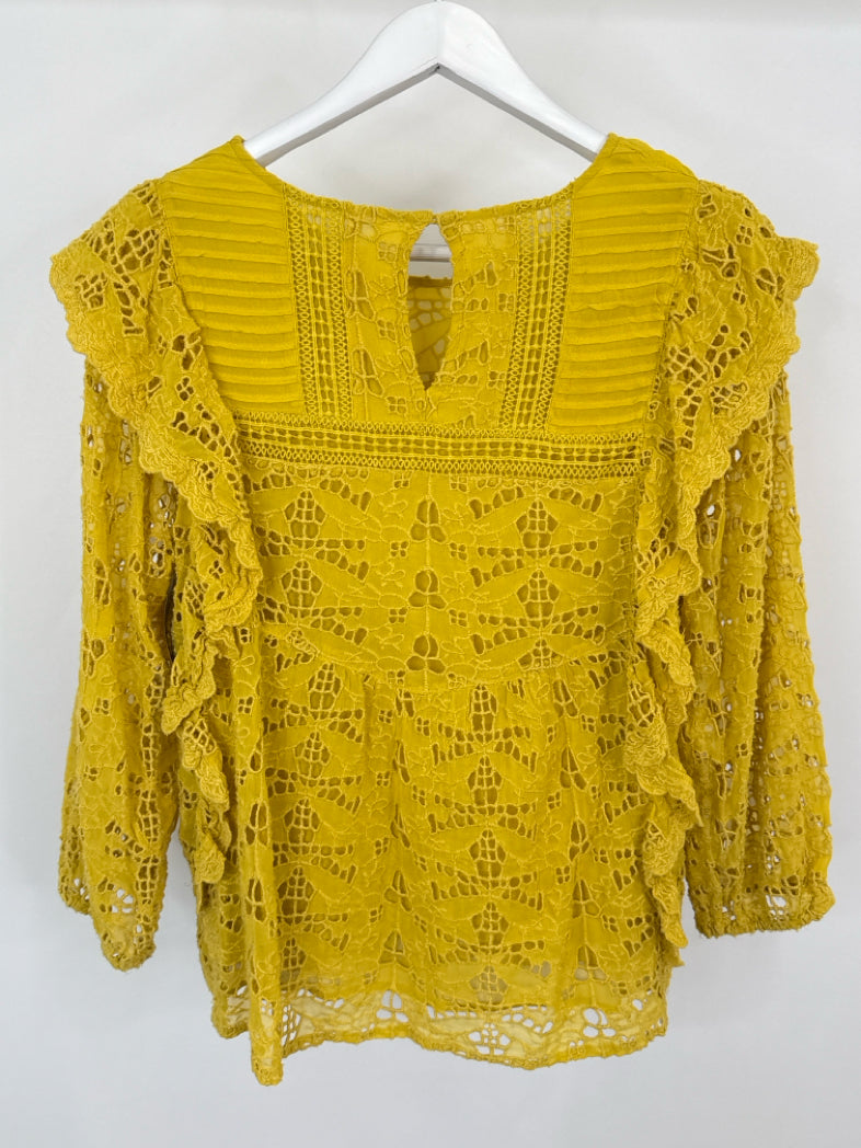 BY ANTHROPOLGIE Size 8 Mustard Women Top