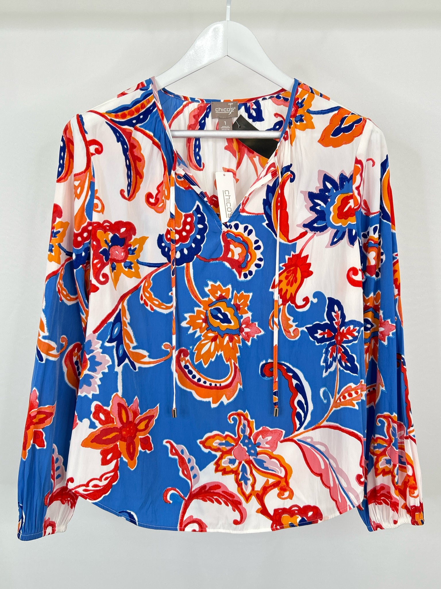 CHICO'S Size M blue & orange Women Top