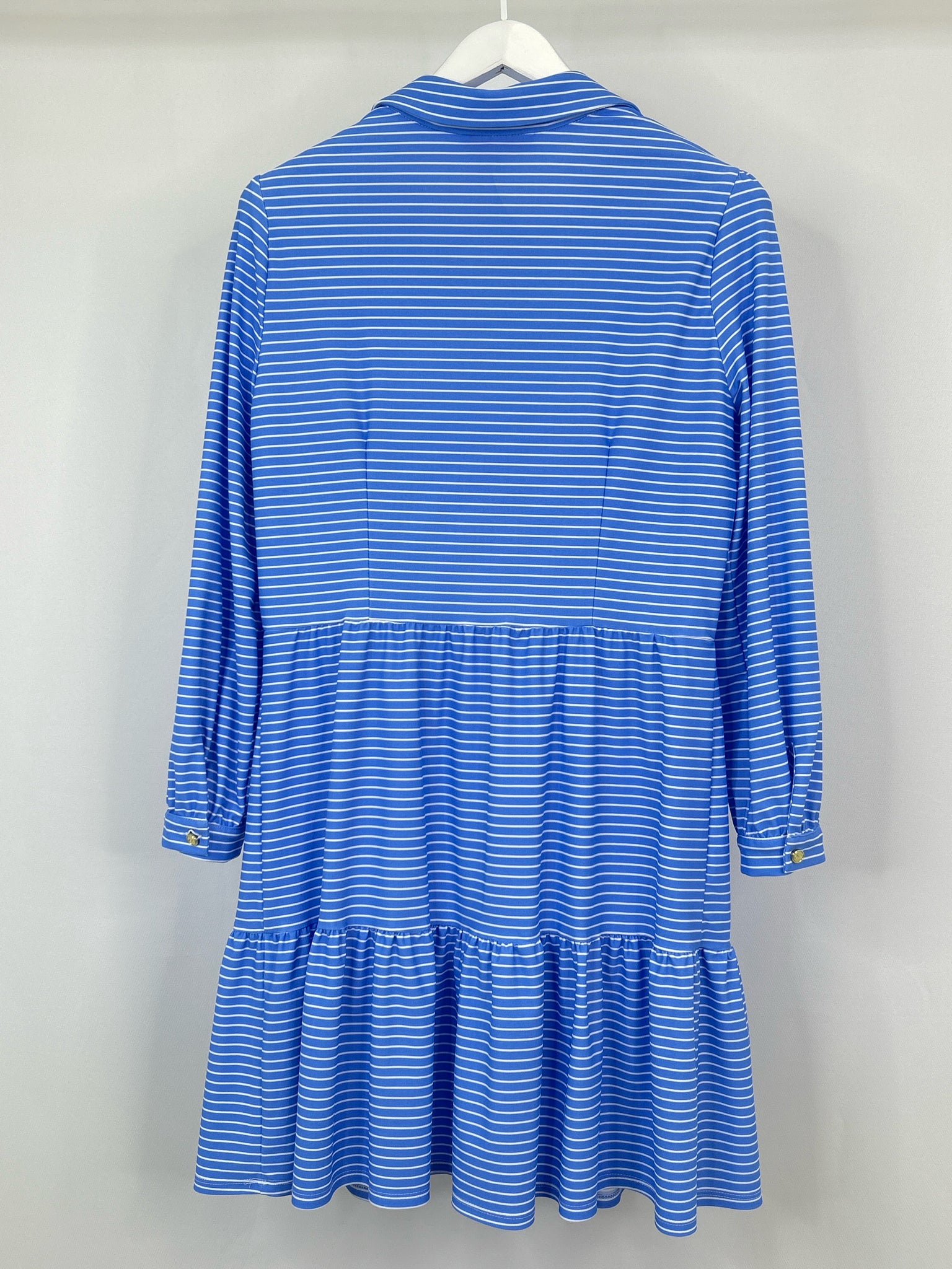 JUDE CONNALLY Size L Blue Striped Women Dress