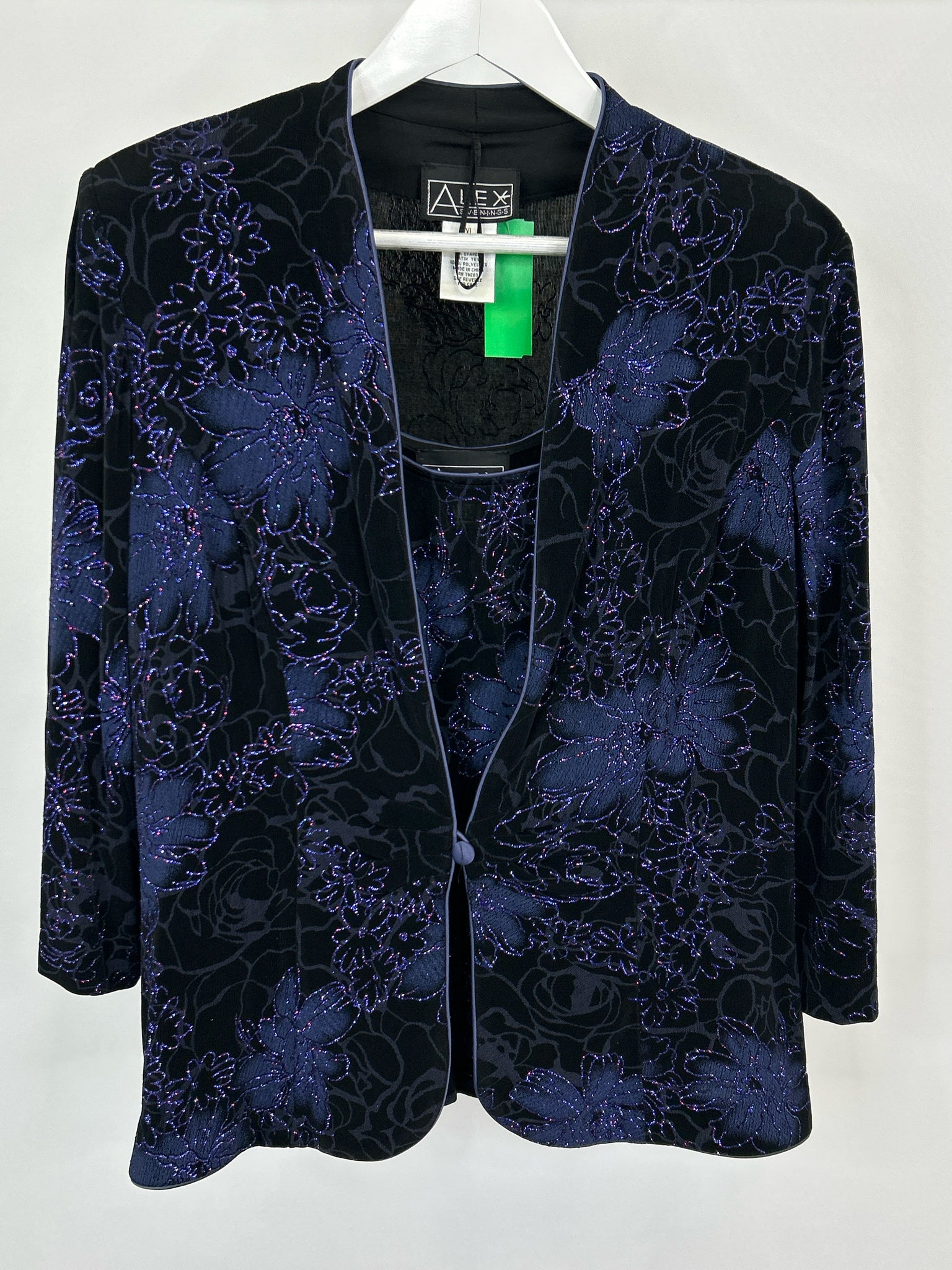 ALEX EVENINGS Size XL Black Print Women 2-piece Set