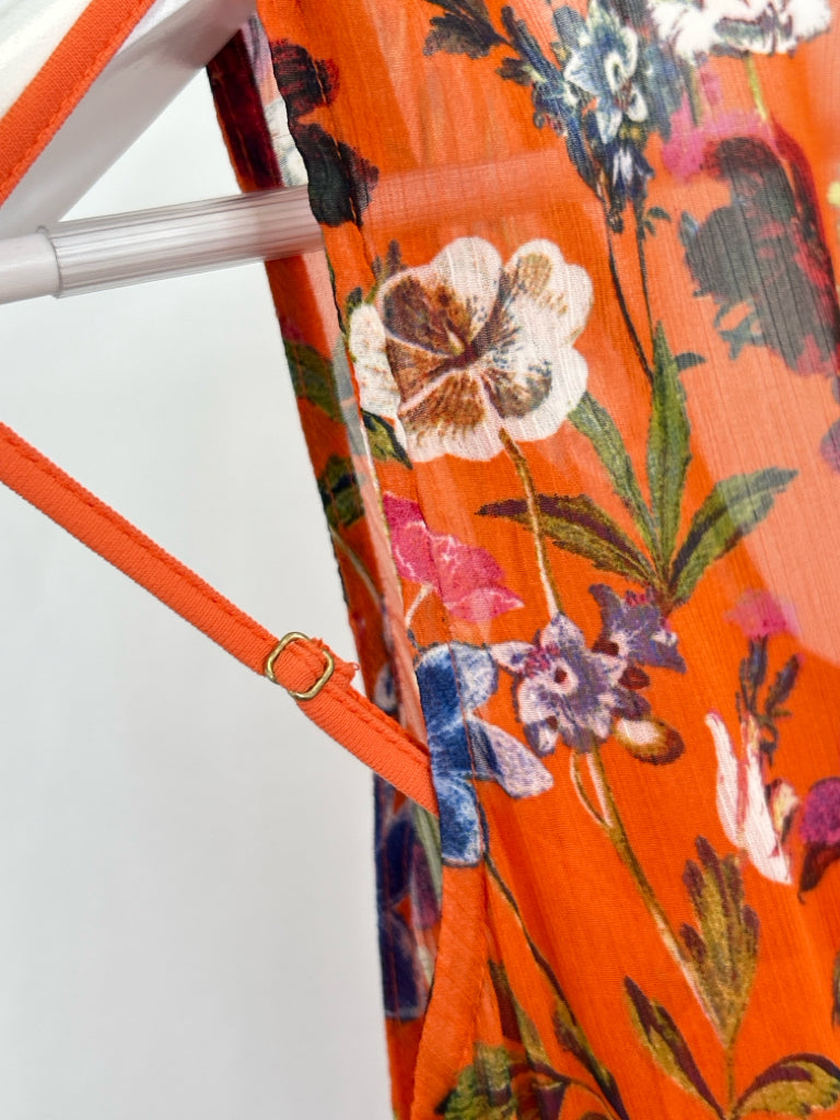 CALVIN KLEIN Size 6 Orange Floral Women's Dress NWT
