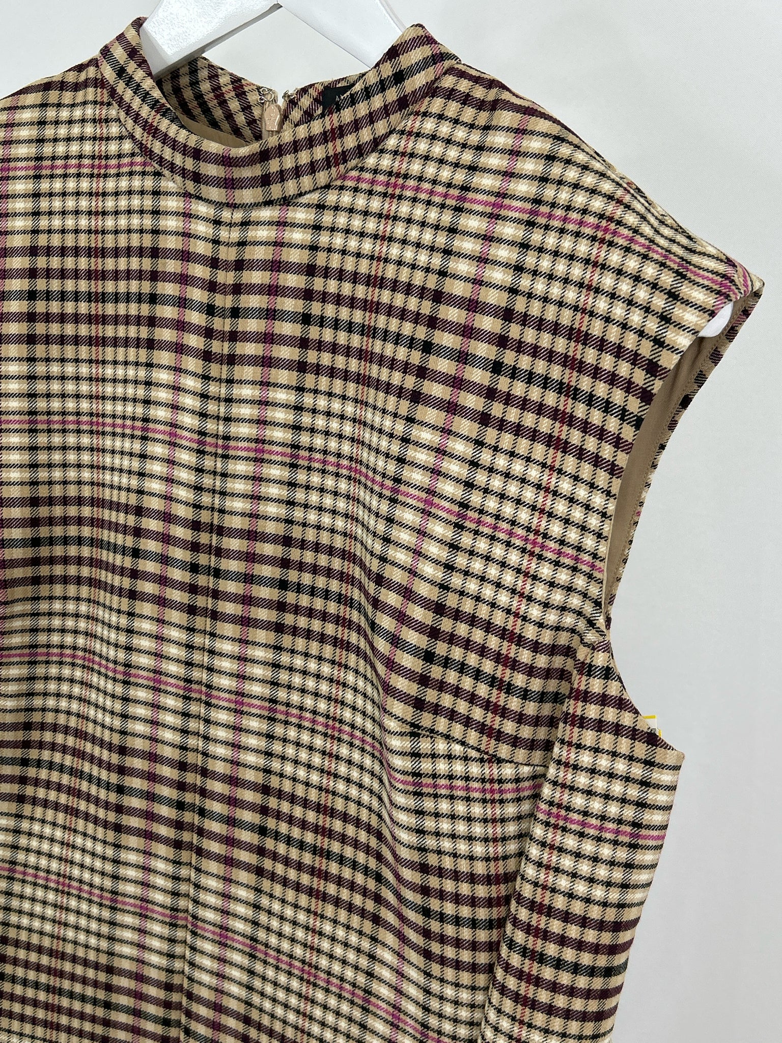 ANN TAYLOR Size 14 Beige Plaid Women Dress