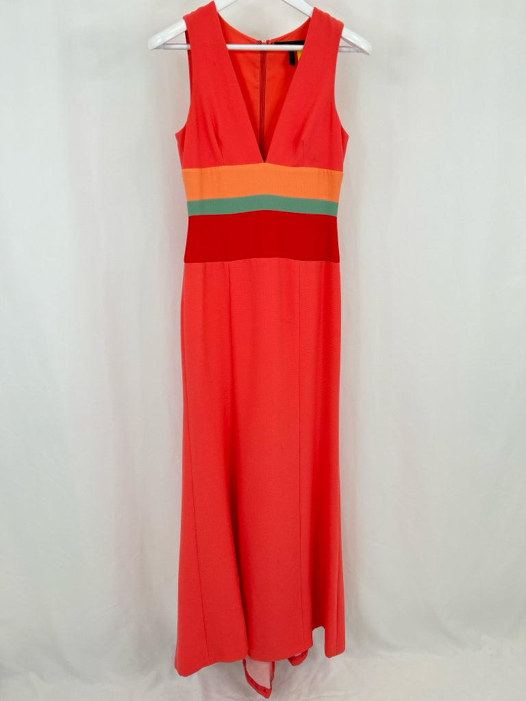 BCBGMAXAZRIA Women Size 4 Coral Striped Dress