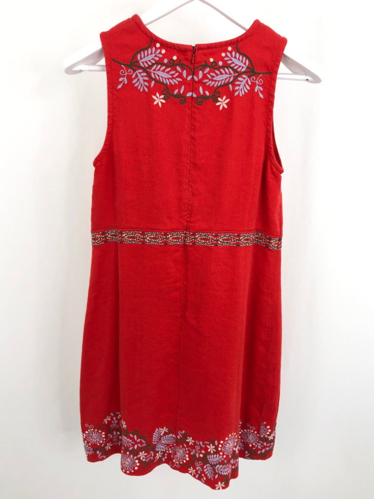 ANTHROPOLOGIE Women Size 2 Red Aiko Embroidered Shift Dress NWT