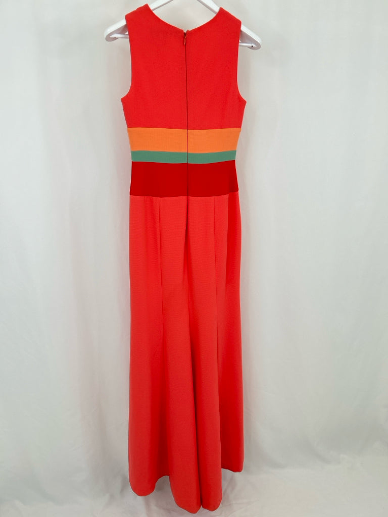 BCBGMAXAZRIA Women Size 4 Coral Striped Dress