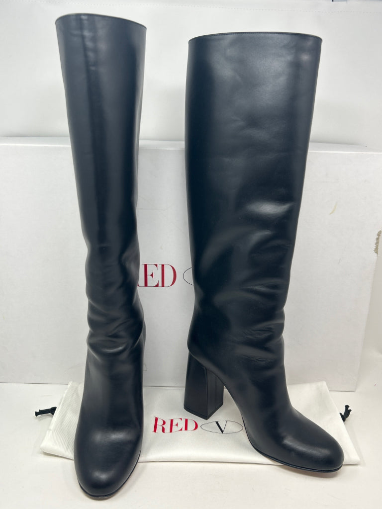 RED VALENTINO Women EU Size 37 Black Avired Leather Boots