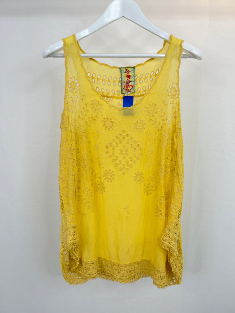 JOHNNY WAS Women Size S Yellow Top