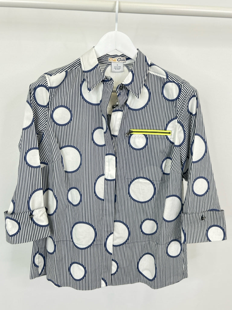 Cali Girls Size S blue and white Women's Blouse