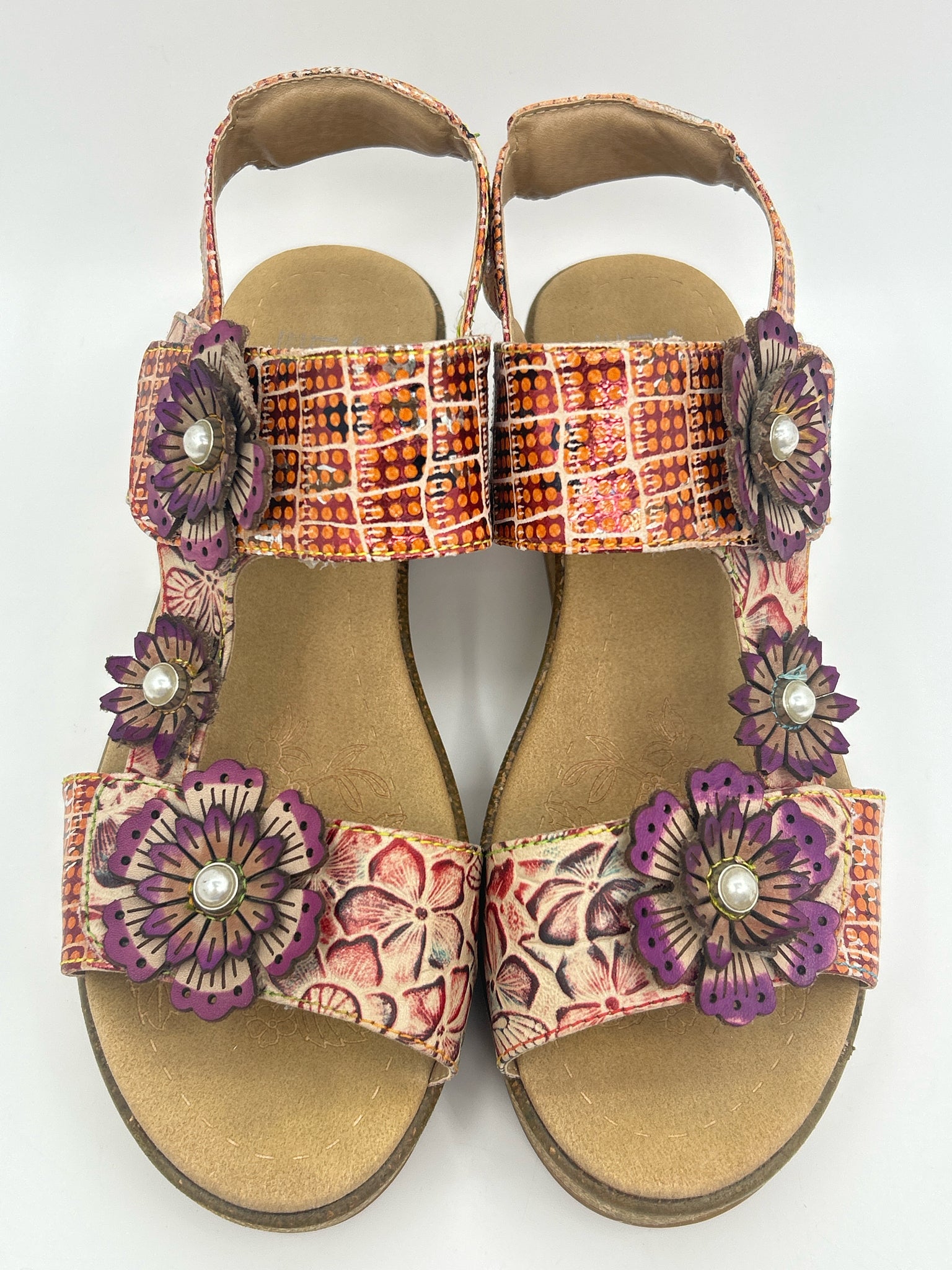 L'ARTISTE Size 38/8 Purple Print Women Sandal