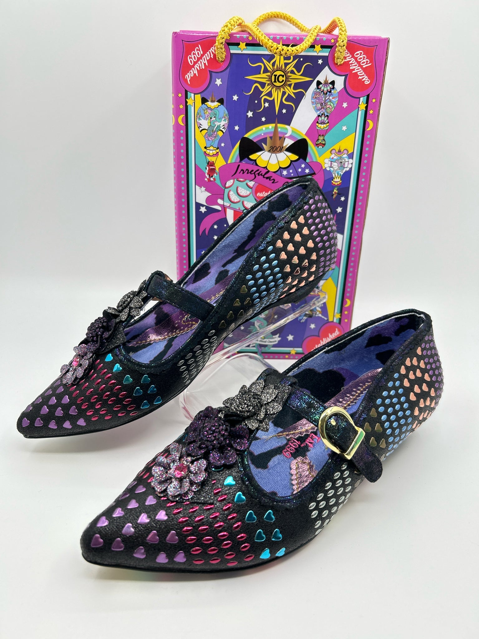 IRREGULAR CHOICE Size 11 BLUE PATTERN Women Booties