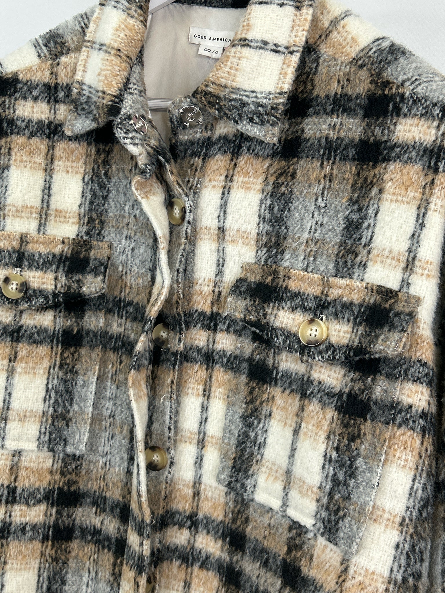 GOOD AMERICAN Size S Black Plaid Women Jacket