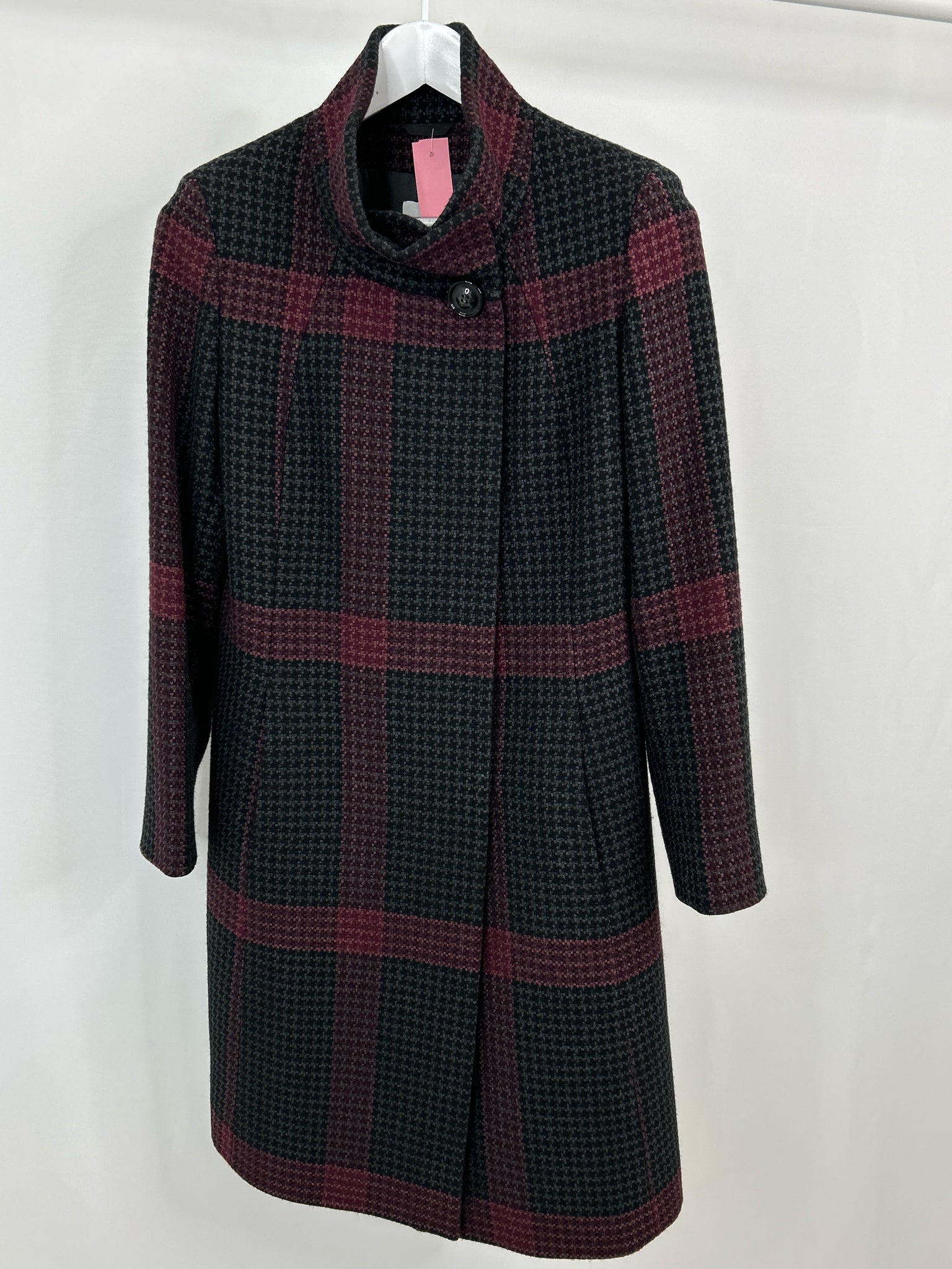 CINZIA ROCCA Size 6 Black Plaid Women Coat