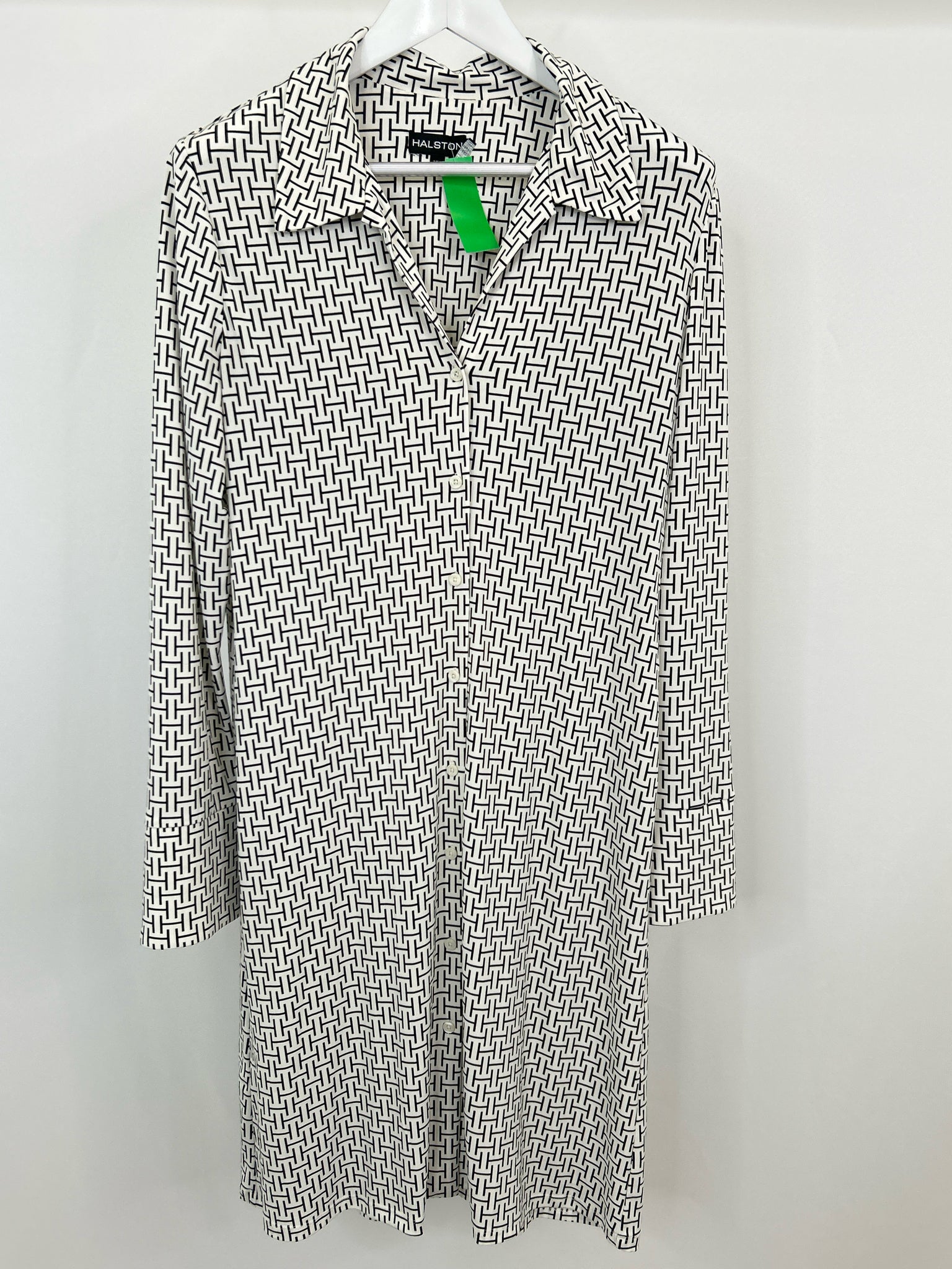 HALSTON Size L White & Black Women Dress