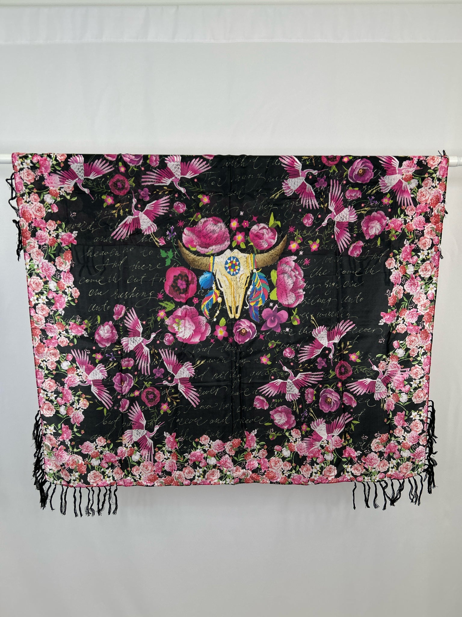 JOHNNY WAS Size One Size BLACK AND PINK Women Scarf