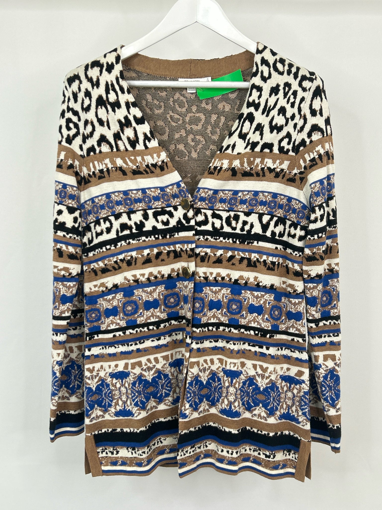 CHICO'S Size S Brown and White Women Cardigan