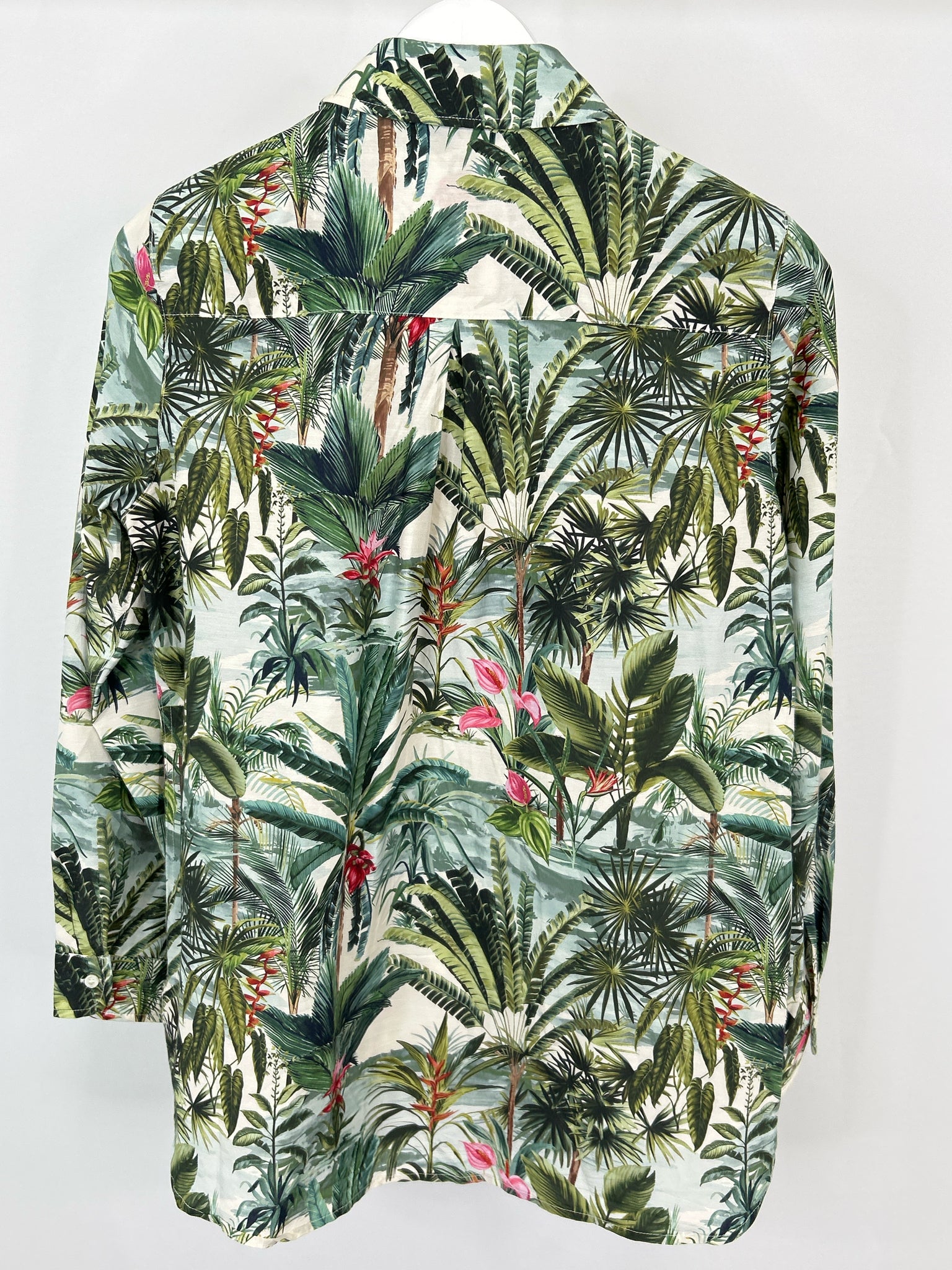 J. McLaughlin Size M Green Floral Women Shirt