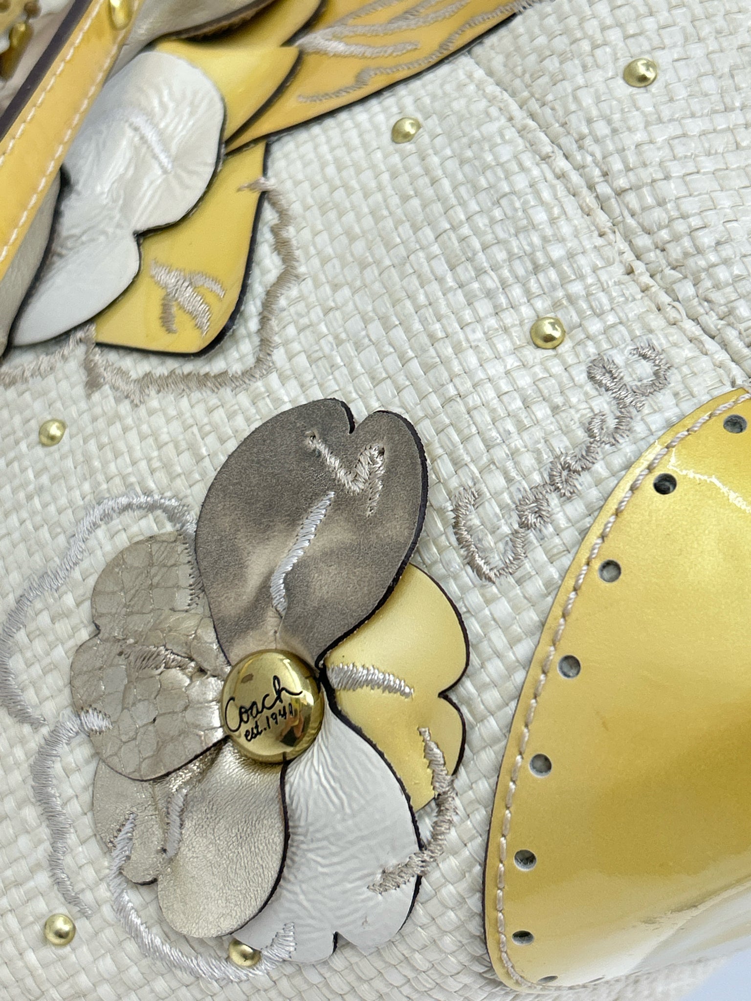 Coach CREAM AND YELLOW Women Tote