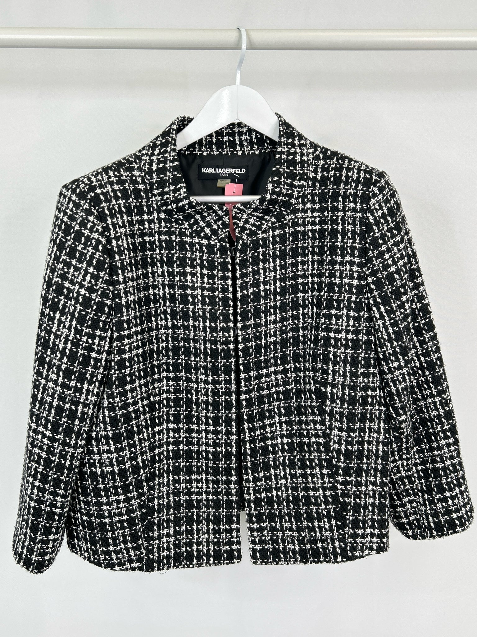 KARL LAGERFELD Size 16 Black and White Women Jacket