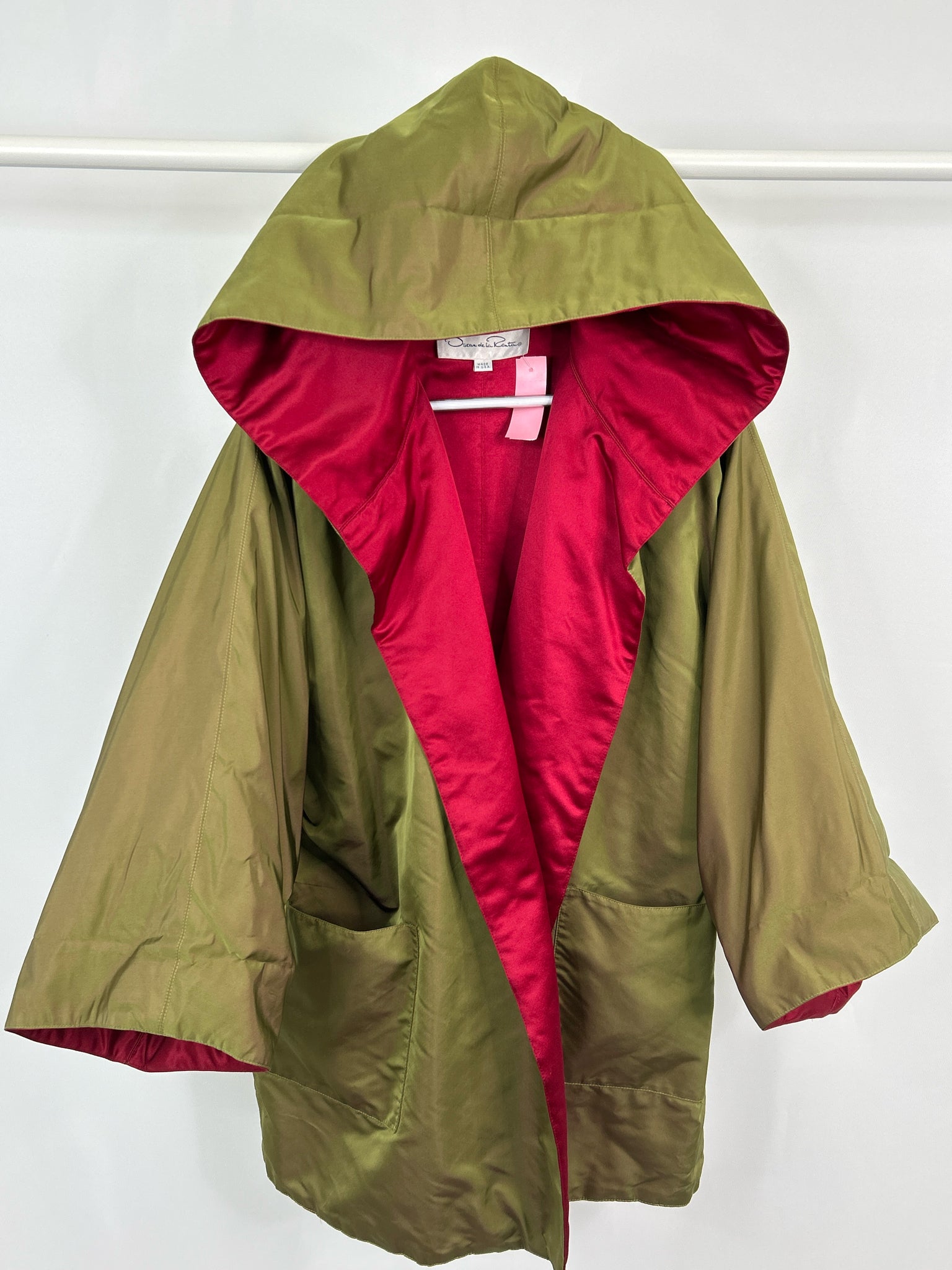 OSCAR DE LA RENTA Size 8 GREEN AND RED Women Coat